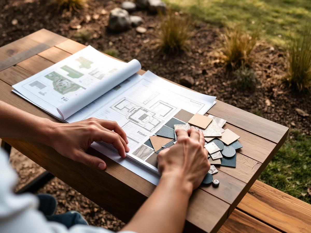 Landscape plans and material samples