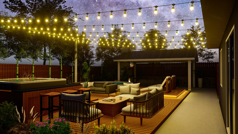 a picture of an outdoor lighting setup for a home